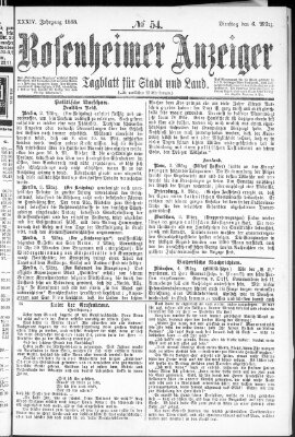 Rosenheimer Anzeiger Dienstag 6. März 1888