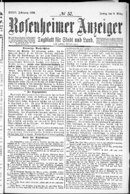 Rosenheimer Anzeiger Freitag 9. März 1888