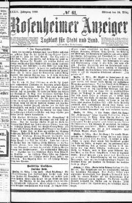 Rosenheimer Anzeiger Mittwoch 14. März 1888