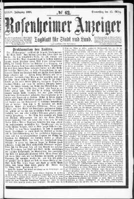 Rosenheimer Anzeiger Donnerstag 15. März 1888