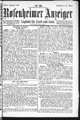 Rosenheimer Anzeiger Mittwoch 21. März 1888