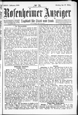 Rosenheimer Anzeiger Dienstag 27. März 1888