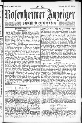 Rosenheimer Anzeiger Mittwoch 28. März 1888