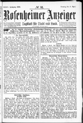 Rosenheimer Anzeiger Sonntag 8. April 1888