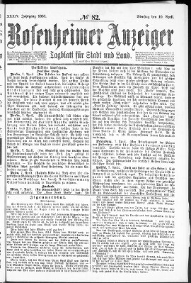 Rosenheimer Anzeiger Dienstag 10. April 1888