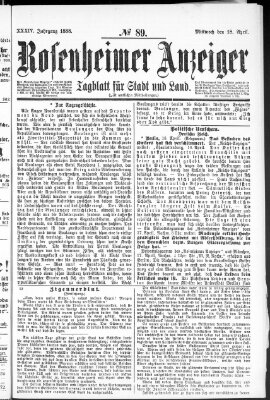 Rosenheimer Anzeiger Mittwoch 18. April 1888