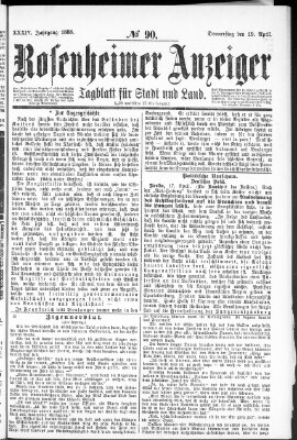 Rosenheimer Anzeiger Donnerstag 19. April 1888