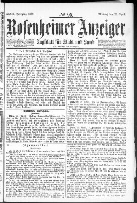 Rosenheimer Anzeiger Mittwoch 25. April 1888