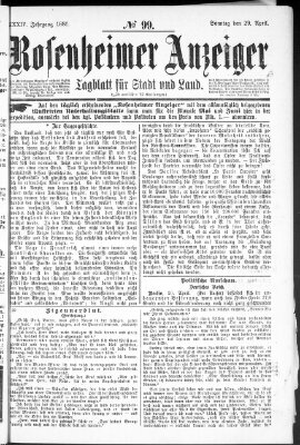 Rosenheimer Anzeiger Sonntag 29. April 1888