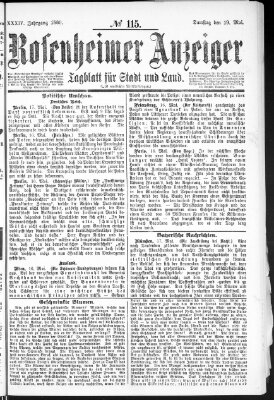 Rosenheimer Anzeiger Samstag 19. Mai 1888