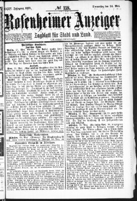 Rosenheimer Anzeiger Donnerstag 24. Mai 1888