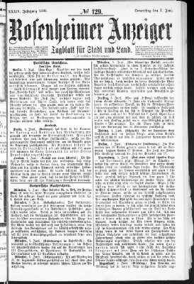 Rosenheimer Anzeiger Donnerstag 7. Juni 1888