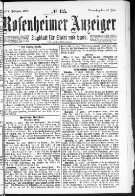 Rosenheimer Anzeiger Donnerstag 14. Juni 1888