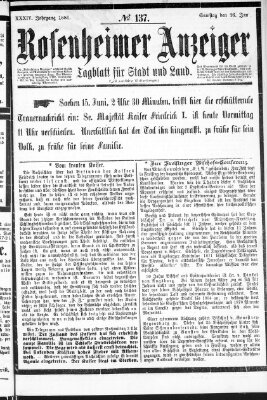 Rosenheimer Anzeiger Samstag 16. Juni 1888