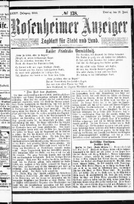 Rosenheimer Anzeiger Dienstag 19. Juni 1888