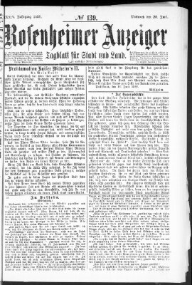 Rosenheimer Anzeiger Mittwoch 20. Juni 1888