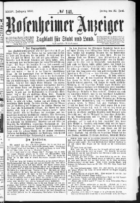 Rosenheimer Anzeiger Freitag 22. Juni 1888