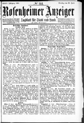 Rosenheimer Anzeiger Dienstag 26. Juni 1888