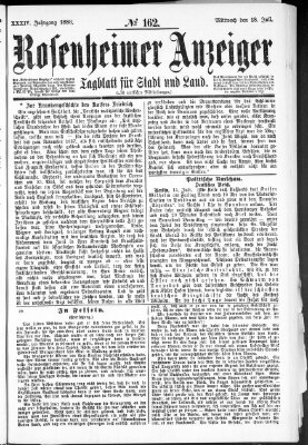 Rosenheimer Anzeiger Mittwoch 18. Juli 1888