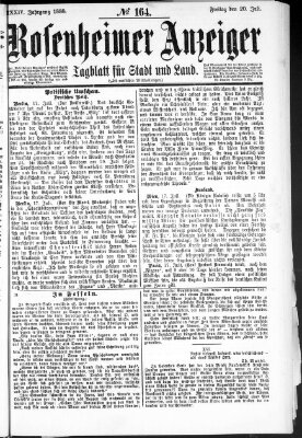 Rosenheimer Anzeiger Freitag 20. Juli 1888