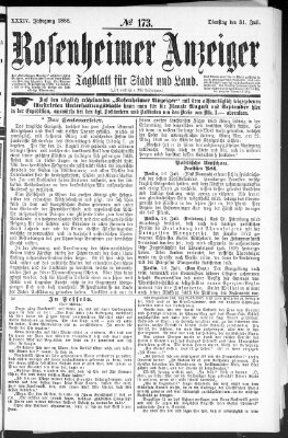 Rosenheimer Anzeiger Dienstag 31. Juli 1888