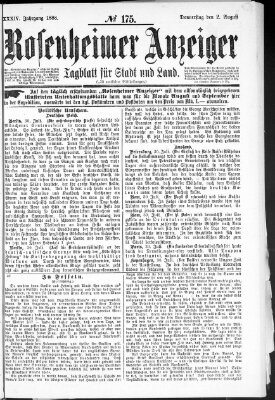 Rosenheimer Anzeiger Donnerstag 2. August 1888