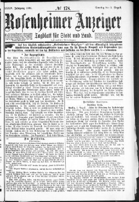 Rosenheimer Anzeiger Sonntag 5. August 1888