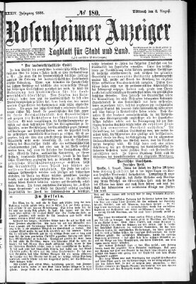 Rosenheimer Anzeiger Mittwoch 8. August 1888