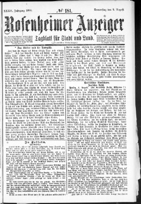 Rosenheimer Anzeiger Donnerstag 9. August 1888