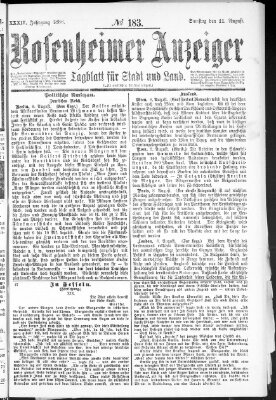 Rosenheimer Anzeiger Samstag 11. August 1888
