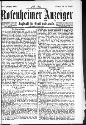 Rosenheimer Anzeiger Sonntag 12. August 1888