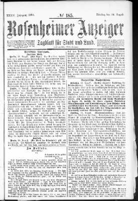 Rosenheimer Anzeiger Dienstag 14. August 1888