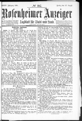 Rosenheimer Anzeiger Freitag 17. August 1888