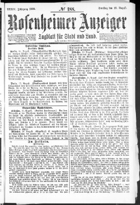 Rosenheimer Anzeiger Samstag 18. August 1888