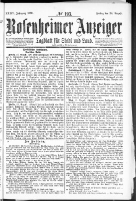 Rosenheimer Anzeiger Freitag 24. August 1888