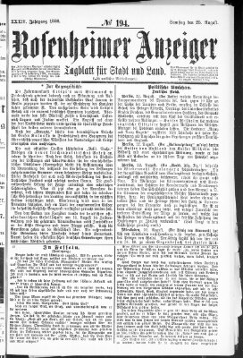 Rosenheimer Anzeiger Samstag 25. August 1888