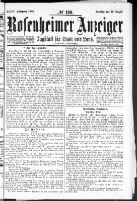 Rosenheimer Anzeiger Dienstag 28. August 1888