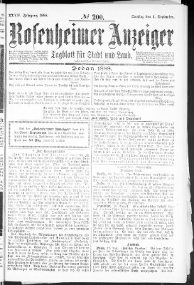 Rosenheimer Anzeiger Samstag 1. September 1888