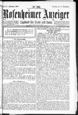 Rosenheimer Anzeiger Sonntag 2. September 1888