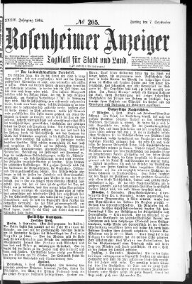 Rosenheimer Anzeiger Freitag 7. September 1888