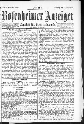 Rosenheimer Anzeiger Dienstag 18. September 1888