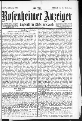 Rosenheimer Anzeiger Mittwoch 19. September 1888