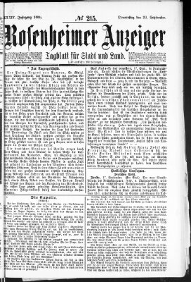 Rosenheimer Anzeiger Donnerstag 20. September 1888