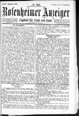 Rosenheimer Anzeiger Dienstag 25. September 1888