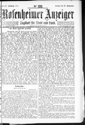 Rosenheimer Anzeiger Freitag 28. September 1888