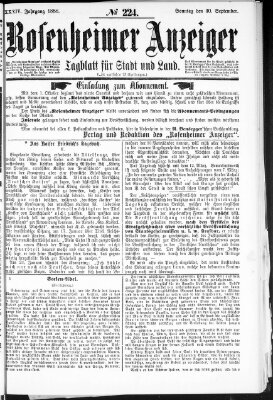 Rosenheimer Anzeiger Sonntag 30. September 1888