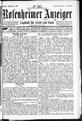 Rosenheimer Anzeiger Donnerstag 4. Oktober 1888