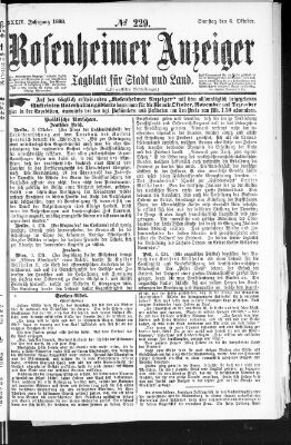 Rosenheimer Anzeiger Samstag 6. Oktober 1888