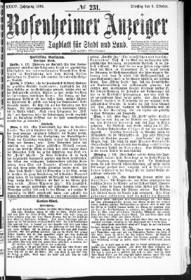 Rosenheimer Anzeiger Dienstag 9. Oktober 1888