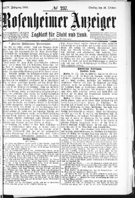 Rosenheimer Anzeiger Dienstag 16. Oktober 1888